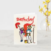 Peintres avec carte d'anniversaire de peinture rou (Fleur jaune)