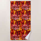 Peinture à huile de camion feu rouge, serviette de (Devant)