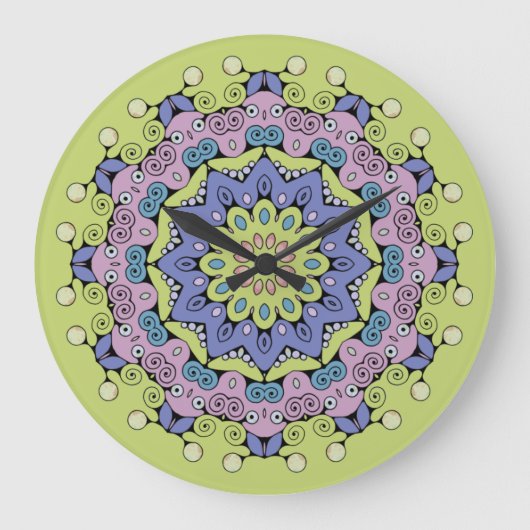 Peinture à la main Mandala Horloge Face 2 (Recto)