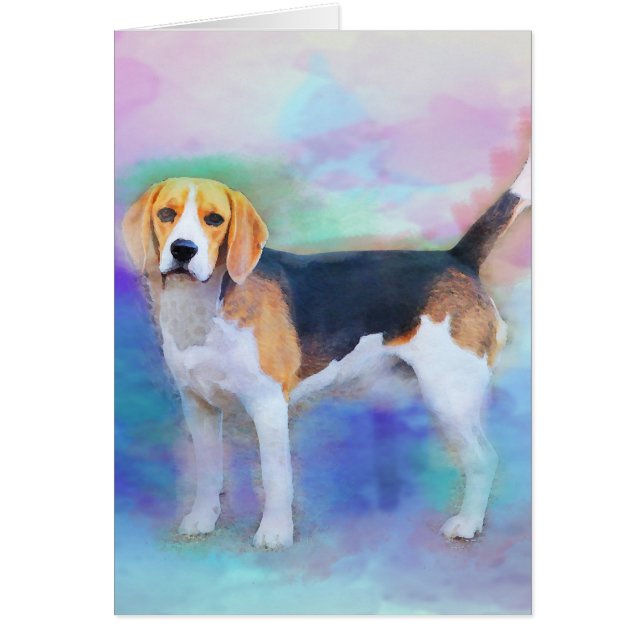 peinture à l'aquarelle de chien beagle (Devant)