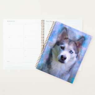 Peinture à l'aquarelle de chien Husky sibérien