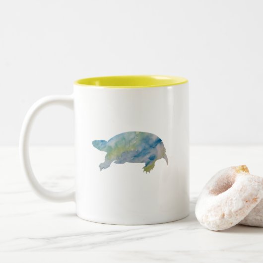 Peinture à l'aquarelle de tortue Pastel Mug (Avec donut)