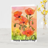 peinture à l'aquarelle pavot rouge carte de jour d (Fleur jaune)