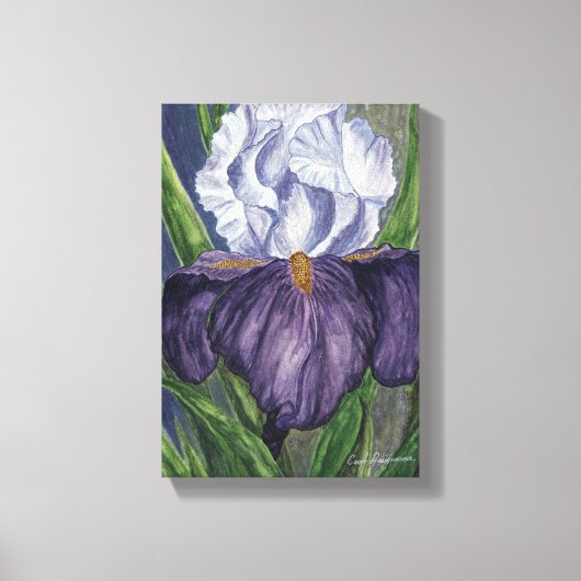 Peinture à l'aquarelle violet Iris sur toile (Recto)