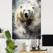 Peinture à l'encre d'un poster d'ours blanc (Bureau à domicile)