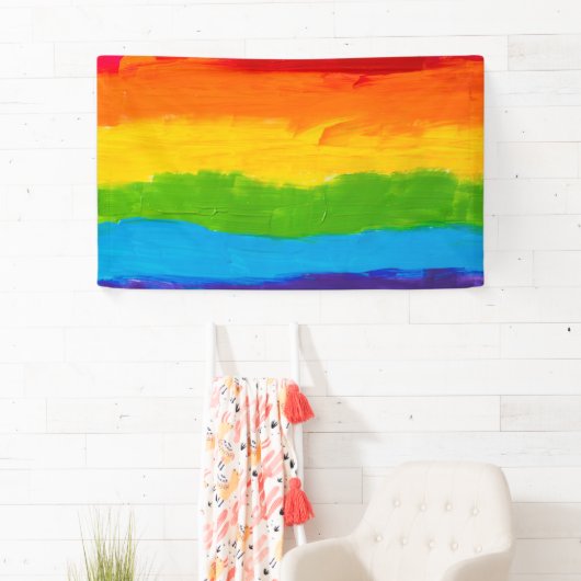 Peinture à l'huile Couleurs arc-en-ciel Bannière L (En situation)