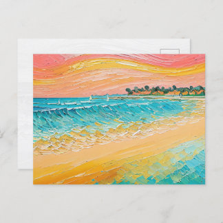 Peinture à l'huile de plage Art numérique 1 Carte 