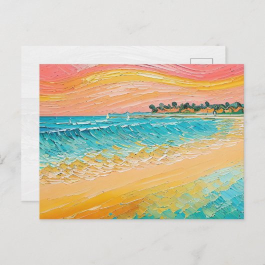 Peinture à l'huile de plage Art numérique 1 Carte (Devant / Derrière)