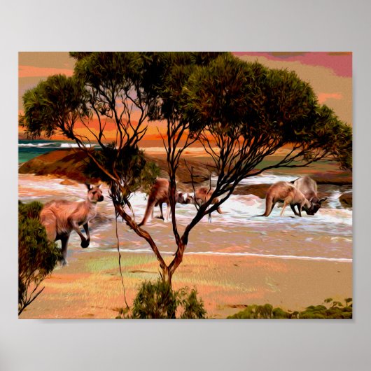 Peinture à l'huile de plage de Kangaroo, affiche (Devant)