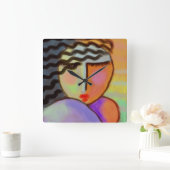 Peinture Abstraite colorée Grande horloge (Maison)