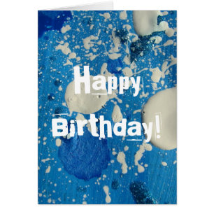 Peinture Abstraite en bleu et blanc, Joyeux annive