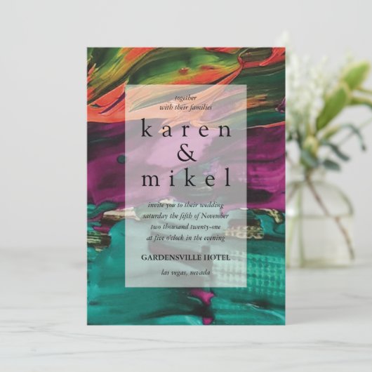 Peinture Abstraite Faire-part de mariage acrylique (Debout devant)