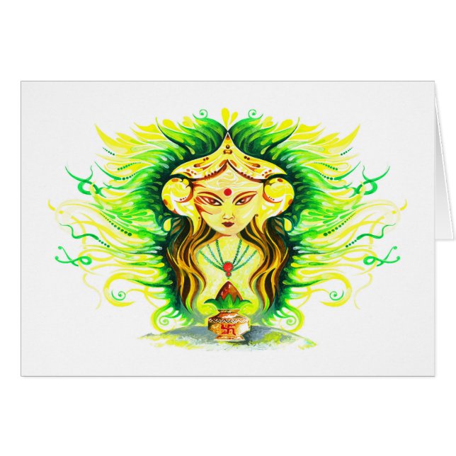 Peinture abstraite faite main de Lakshmi Durga (Devant horizontal)