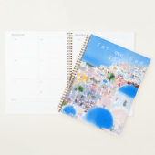 Peinture Abstraite Grèce île Santorin passé pétrol (Devant avec enveloppe)