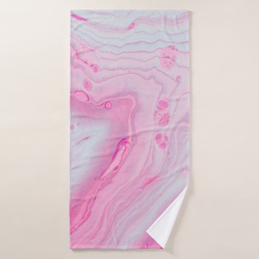 Peinture abstraite rose et blanche (Serviette de bain)