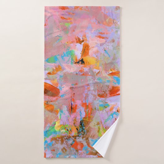 PEINTURE ABSTRAITE ROSE ET BLEUE (Serviette de bain)