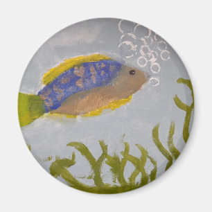 Peinture acrylique de poisson avec aimant à bulle