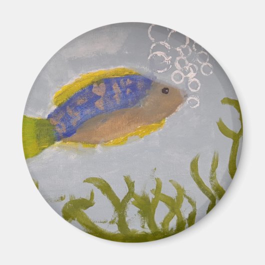 Peinture acrylique de poisson avec aimant bulles (Devant)