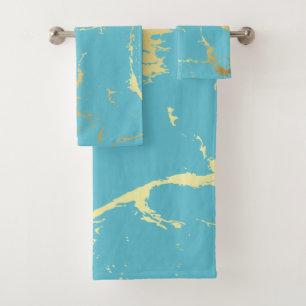 Peinture acrylique en marbre turquoise et or Abstr