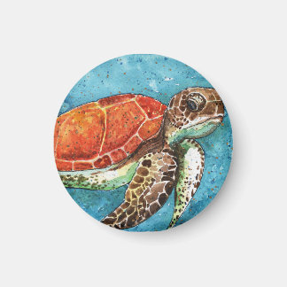 Peinture aquarelle - Aimant tortue de mer