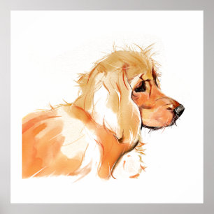 Peinture aquarelle Cocker Spaniel, Décoration mura