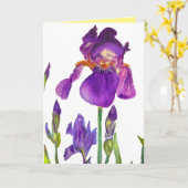 Peinture aquarelle Iris Violet fleurs Carte (Fleur jaune)