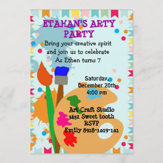 peinture art invitation à la fête d'anniversaire