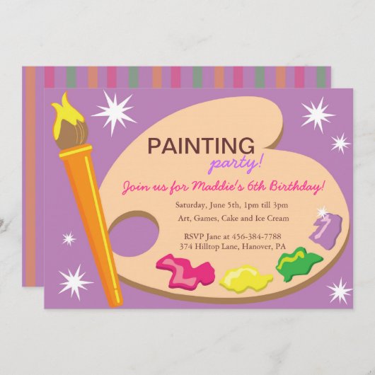 Peinture & Art Invitations de fête d'anniversaire (Devant / Derrière)