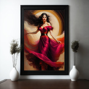 Peinture Belle Femme Superbe Robe Poster