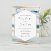 Peinture bleue et or Faire-part de mariage aquarel (Debout devant)