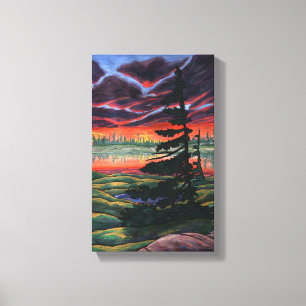 Peinture canadienne paysage toile de coucher de so
