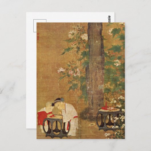Peinture Chinoise Ancienne Par Su Han Chen Carte P (Devant / Derrière)