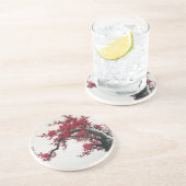 Peinture chinoise - dessous de verre de fleurs de (Côté)