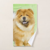 Peinture Chow Chow - Joli art original chien (Serviette à main)