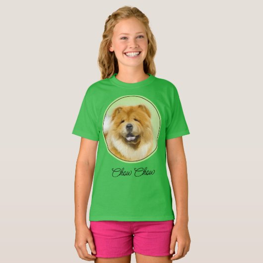 Peinture Chow Chow - Jolie T-Shirt d'Art Chien Ori (Devant entier)
