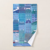 Peinture Cityscape Paris en bleu (Serviette à main)
