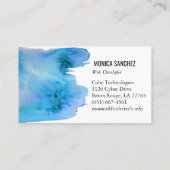 Peinture colorée bleu carte de visite abstrait (Dos)