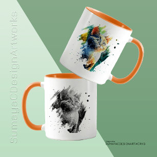 Peinture colorée Chat Mug personnalisable