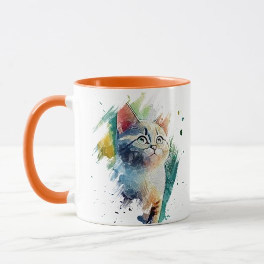 Peinture colorée Chat Mug personnalisable (Gauche)