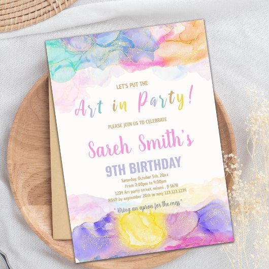 Peinture couleur arc-en-ciel Invitation Anniversai