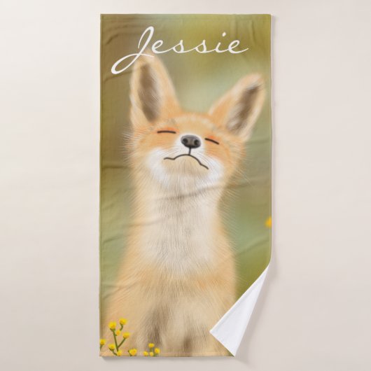 Peinture d’un mignon petit renard Bath Towel (Serviette de bain)