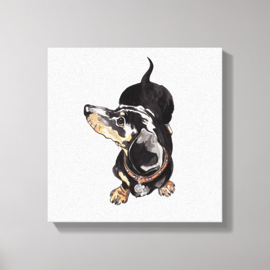 peinture dachshund sur toile étirée (Recto)