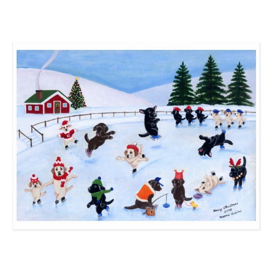 Peinture d'amusement de Labrador de Noël Carte Postale