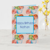 Peinture d'aquarelle à la pomme funky Carte d'anni (Fleur jaune)