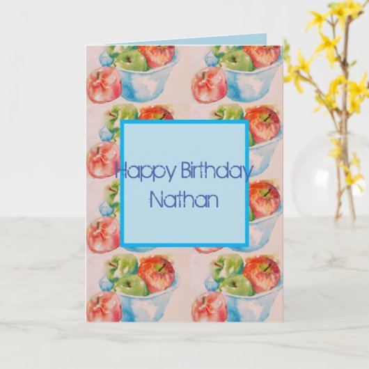 Peinture d'aquarelle à la pomme funky Carte d'anni (Fleur jaune)