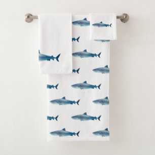 Peinture d'aquarelle de requin Ensemble de serviet