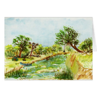 Peinture d'aquarelle de terrain de camping de rive