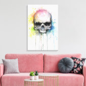 Peinture d'aquarelle du crâne toile colorée Impres (Insitu(Salon))