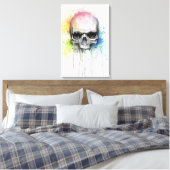 Peinture d'aquarelle du crâne toile colorée Impres (Insitu(Chambre))
