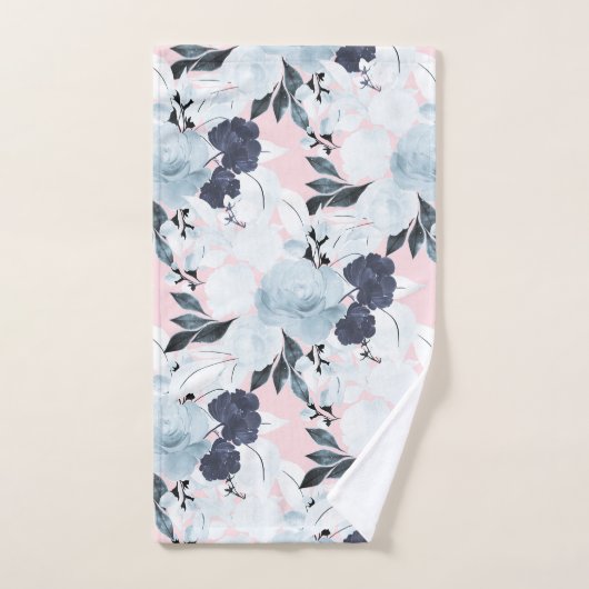 Peinture d'aquarelle florale bleu (Serviette à main)